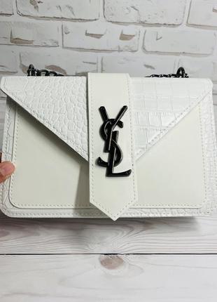 Белая стильная женская сумочка в стиле ysl4 фото