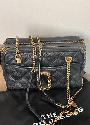 Marc jacobs j link quilted — оригінальна шкіряна сумка, чорна + пильови 7