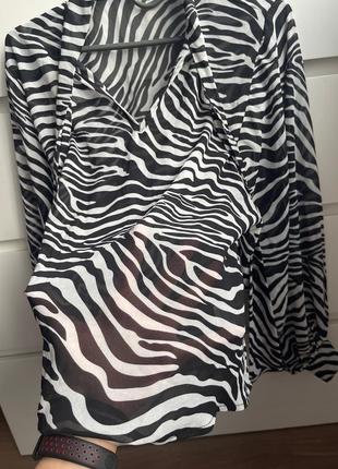 Блуза shein размер xs животный принт зебра легкая9 фото