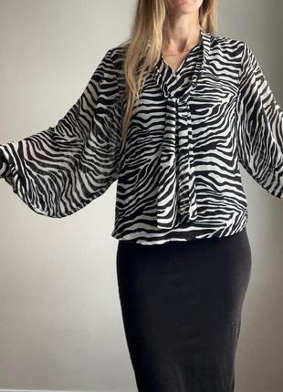 Блуза shein размер xs животный принт зебра легкая1 фото