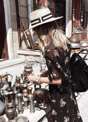 Платье floral черно-розовое