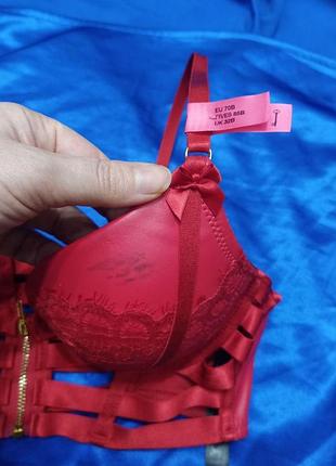 Ліф-топ топік ліфчик hunkemoller 75b 70b корсет карсет бюстгалтер бюстье червоний топік л...