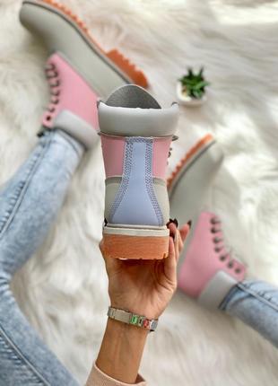 Женские ботинки осень timberland pink grey6 фото