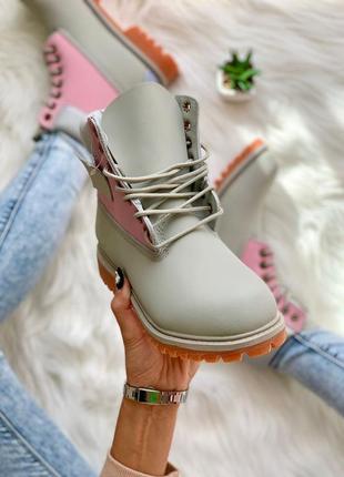 Женские ботинки осень timberland pink grey8 фото