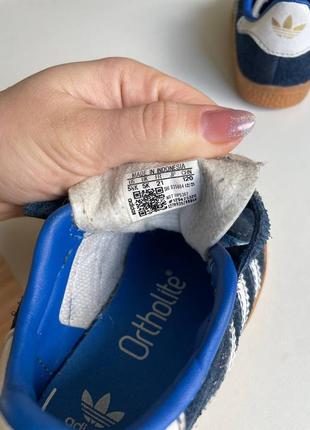 Adidas gazelle 13 см синие замшевые детские кроссовки, кеды4 фото