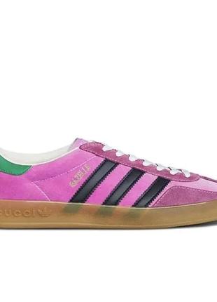 Мужские кроссовки adidas gazelle x gucci pink green(адидас оригиналс)