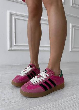 Мужские кроссовки adidas gazelle x gucci pink green(адидас оригиналс)3 фото