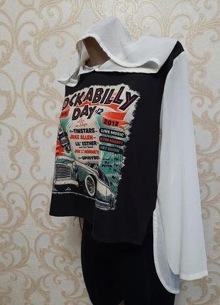 Красивая стильная блуза с капюшоном с винтажным принтом rockabilly day2 фото