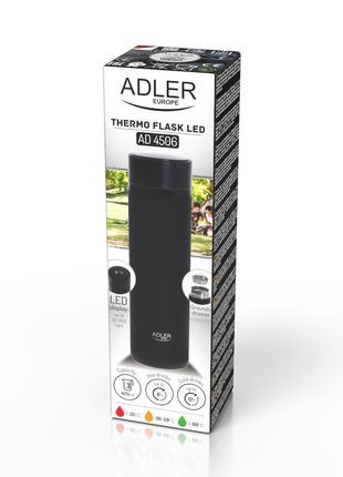 Термос питьевой с указателем температуры на крышке adler ad-4506bk led10 фото