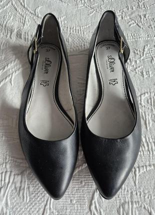 Женские туфли лодочки низкий каблук кожа s.oliver
