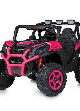 Детский двухместный электромобиль багги utv racing 4×4 (розовый цвет)