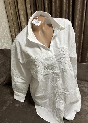 Женская рубашка блуза коттоновая с когтированными карманами3 фото