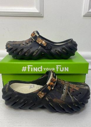 Крокс чорні клог crocs echo clog realtree black чоловічі жіночі крокси2 фото