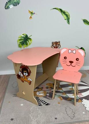 Столик дитячий хмаринка і стільчик рожевий котик2 фото