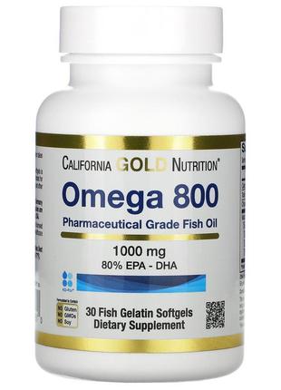 Омега 800 риб'ячий жир california gold nutrition, 30 капсул