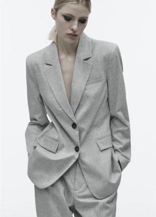 Новый пиджак zara серый новая коллекция размер l
