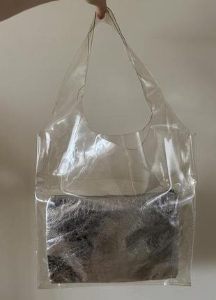 Прозрачная сумка с клатчем внутри3 фото