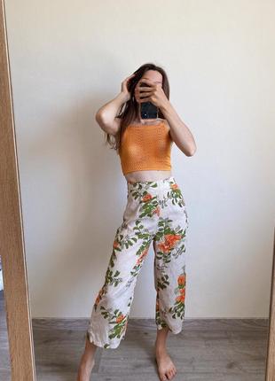 Кюлоты plt брюки в цветах бежевые оранжевые летние легкие3 фото