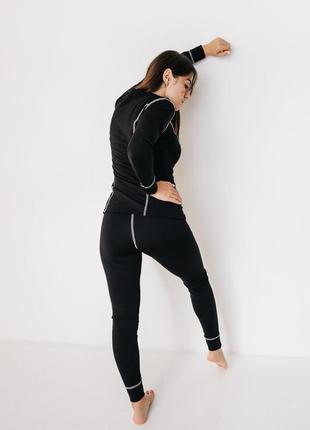 Термобілизна жіноче спортивне тепле комплект термобілизни зимовий чорного кольору і9 фото