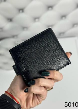 Чоловічий стильний та якісний гаманець з натуральної шкіри чорний3 фото