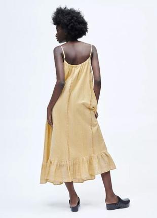 Довга сукня zara вишивана плаття сарафан4 фото