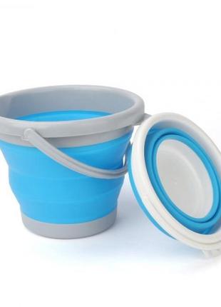 Відро силіконове складне туристичне collapsible bucket el 5л4 фото