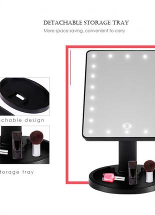 Косметичний настільне дзеркало для макіяжу 22 led на батарейках5 фото