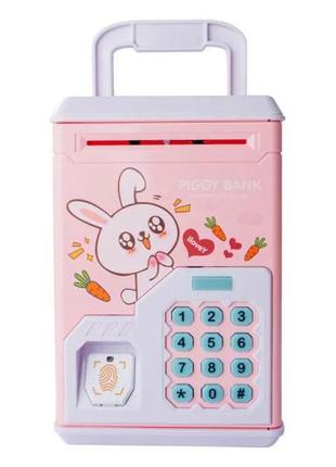 Електронна скарбничка сейф заєць дитячий банкомат кролик відбиток3 фото