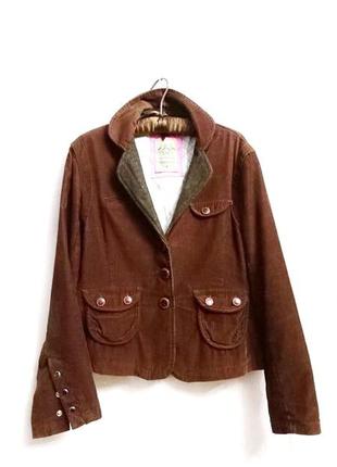 Пиджак коричневый винтажный вельвет драп р 38-422 фото