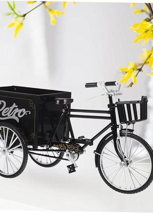 Антикварна модель триколісного велосипеда з візком, тягова вантажівка1 фото