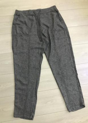 Льняные серые меланжевые брюки1 фото
