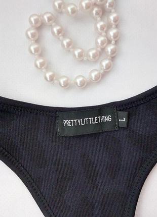 Черный спортивный бюстгальтер топ леопардовый принт prettylittlething р. l8 фото