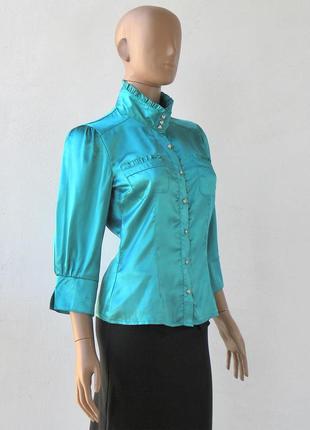 Оригінально пошита блузка з бірюзової тканини 44-48 розміри.