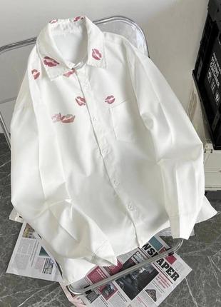 Женская белая рубашка  на пуговицах размер 42-46 универсал
