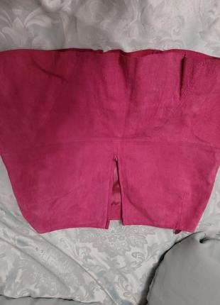 Мини юбка розовая замша4 фото