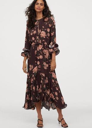 Платье из креповой ткани для женщины h&m 0832095-001 s коричневый2 фото