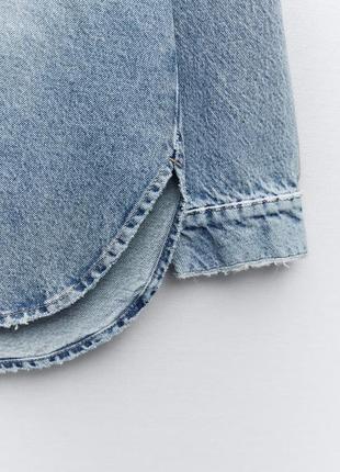 Трендовая плотная джинсовая куртка-рубашка zara джинсовый пиджак зара 1879/2275 фото
