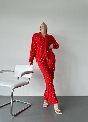 Пижама софт белая красная2 фото