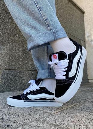 Стильные кеды vans knu skool black white3 фото