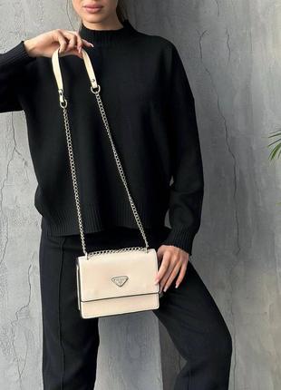 Сумочка жіноча люкс якості prada monochrome saffiano biege3 фото