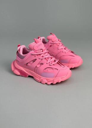 Кросівки жіночі шкіряні рожевого кольору із вставками сітки