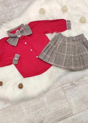 Нарядный костюм для девочки 2 года 92 красный2 фото