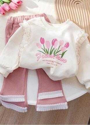 Стильний весняний костюм для дівчинки світшот та штани кльош