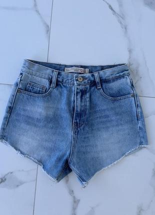 Джинсові шорти на високій посадці zara xs/s