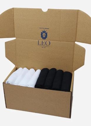 Набір чоловічих шкарпеток високих бавовняних лео classic 8 пар білий/чорний