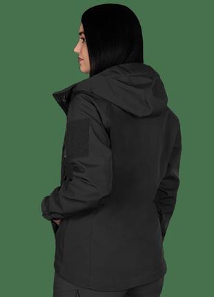 Жіноча волого-вітрозахисна тактична куртка для поліції stalker softshell чорна2 фото