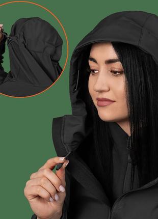 Жіноча волого-вітрозахисна тактична куртка для поліції stalker softshell чорна4 фото