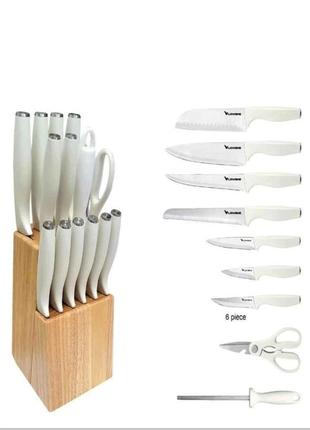 Набір кухонних ножів 15 предметів білий5 фото