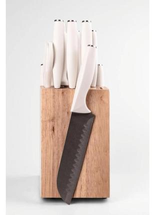 Набір кухонних ножів 15 предметів білий4 фото