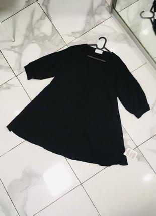 Черное платье мини с треугольным вырезом и рукавами три четверти asos design м9 фото